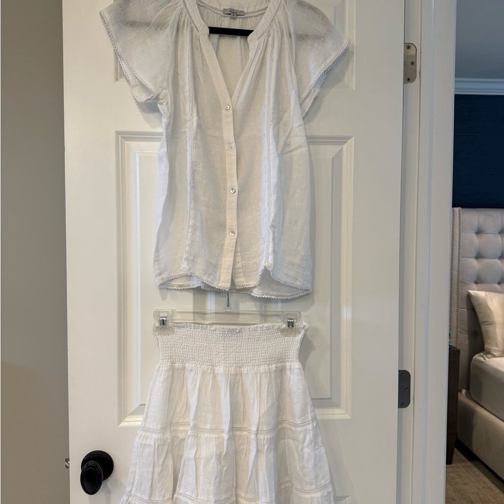 Rails White Smocked Tiered Mini Skirt